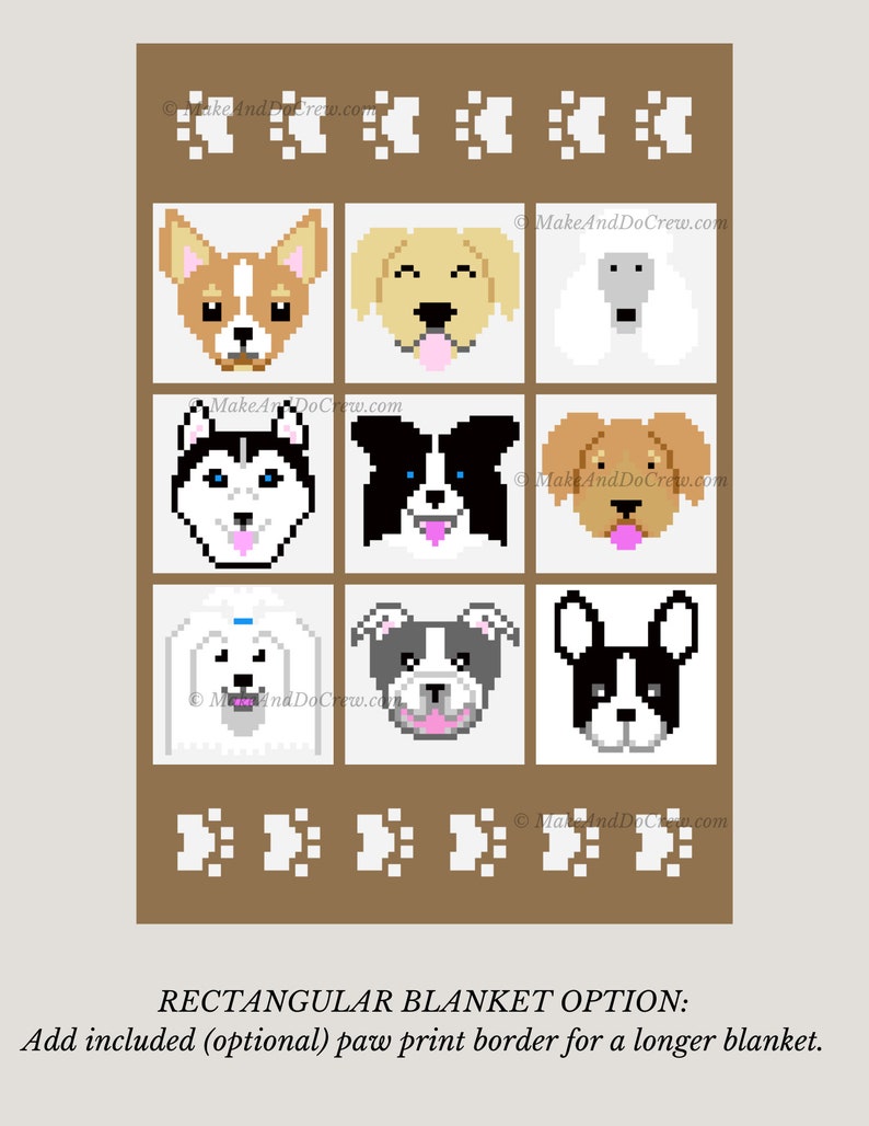 Sample graphgan for a corner-to-corner dog breed throw blanket.