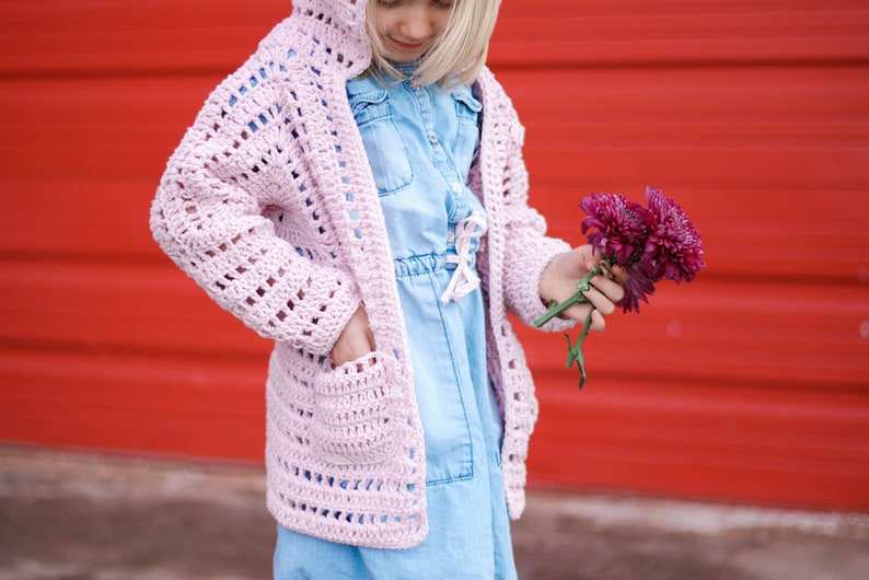 Crochet Pattern / Girls Crochet Cardigan / Hexagon Sweater for Kids / Hexagon Cardigan Pattern / XO Cardigan Pattern PDF image 3