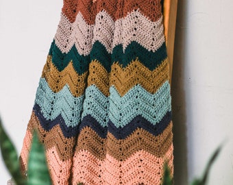 Patrón de Ganchillo Manta Chevron Fácil Punto Zig Zag