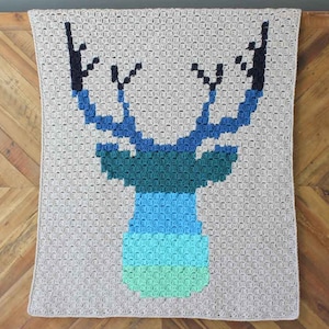 Padrão de crochê / Manta de crochê de canto a canto / Manta de bebê Graphgan de crochê / Padrão de manta Be a Deer C2C PDF