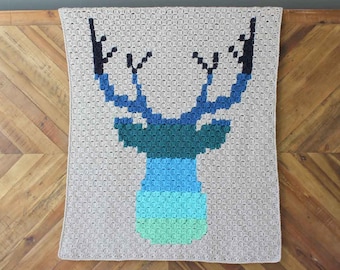 Patrón de crochet / Ganchillo de esquina a esquina afgano / Manta de bebé Graphgan de crochet / Patrón de manta Be a Deer C2C PDF