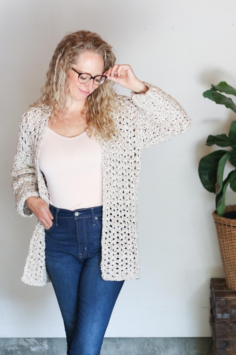Crochet Pattern / Easy Cardigan / Cotton Sweater / Beginner Etsy