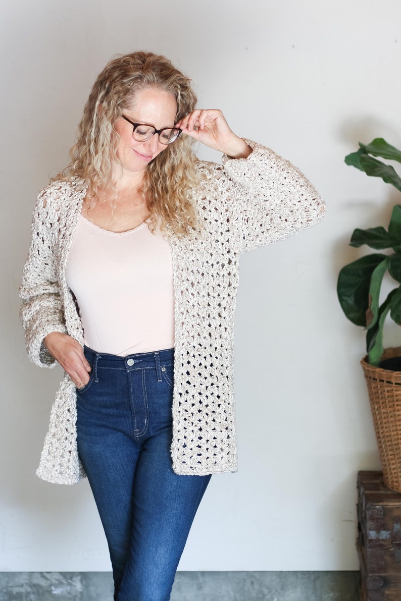 Crochet Pattern / Easy Cardigan / Cotton Sweater / Beginner Crochet Cardigan / Simple Women's Jacket / Sojourn Crochet Sweater Pattern PDF image 5