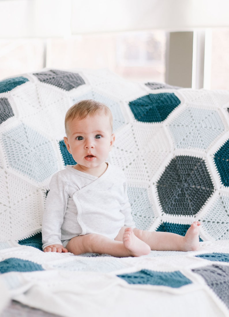 Crochet Pattern / Easy Blanket Made From Hexagons / Join As You Go Baby Blanket / Baby Shower Gift / Quinn Hexie Crochet Blanket Pattern PDF image 4