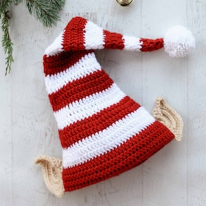 Crochet Pattern / Kid's Christmas Hat / Baby Hat / Adult Hat / Winter Hat / Family Photo Prop / Santa's Helper Elf Hat Pattern PDF image 7