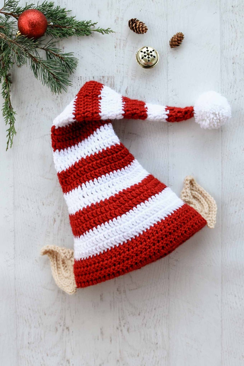 Crochet Pattern / Kid's Christmas Hat / Baby Hat / Adult Hat / Winter Hat / Family Photo Prop / Santa's Helper Elf Hat Pattern PDF image 7