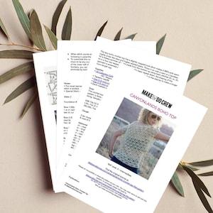 A preview of the Canyonlands Bohot top crochet pattern PDF.