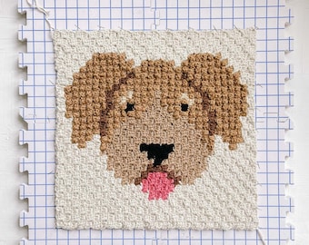 Crochet Pattern / Corner to Corner Crochet Blanket / Doodle Dog Blanket / Goldendoodle / Dog Portrait Blanket / Best in Show C2C Blanket