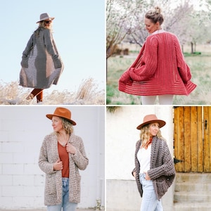 Easy Crochet Cardigans Pattern Bundle / Beginner Crochet Sweaters / Rectangle Cardigan / Hexagon Cardigan / Crochet Pattern PDF