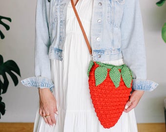 Crochet Pattern / Crochet Bag / Crochet Fruit / Crochet Strawberry Purse / Spring Summer Accessory / Strawberry Season Purse Pattern PDF