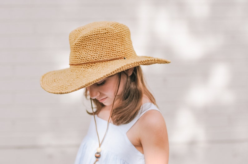 Crochet Pattern / Fedora Crochet Hat / Kids Sun Hat / Stiff Brim / Cleo Wide Brim Fedora Pattern PDF image 8