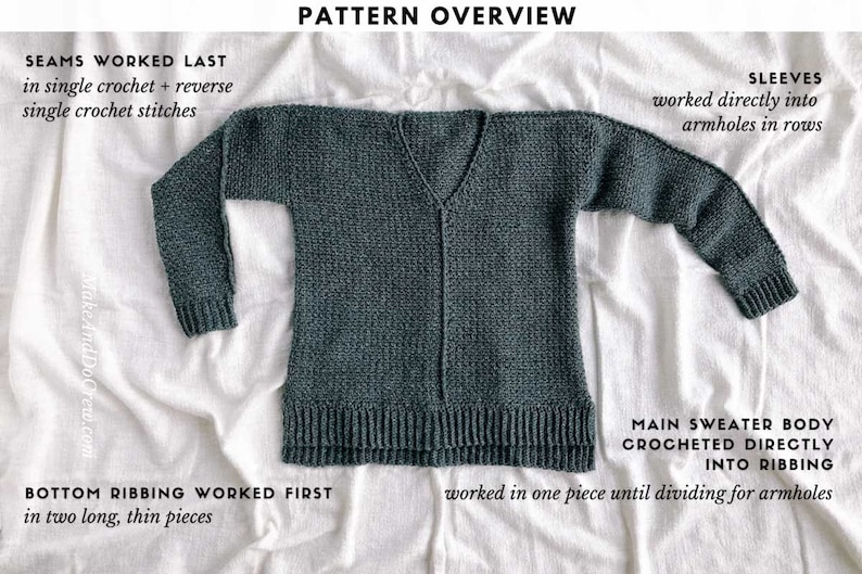 Crochet Pattern / Loose Pullover Sweater / Women's Crochet Sweater / Crochet Jumper / Knit Like / Celestial Crochet Sweater Pattern PDF image 7