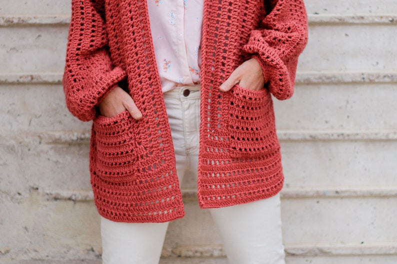 Crochet Pattern / Easy Cardigan Made From Hexagon / Beginner Crochet Sweater / Women's Bishop-Sleeve Crochet Sweater Pattern PDF image 8