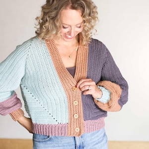 Color Block Cardigan - Etsy