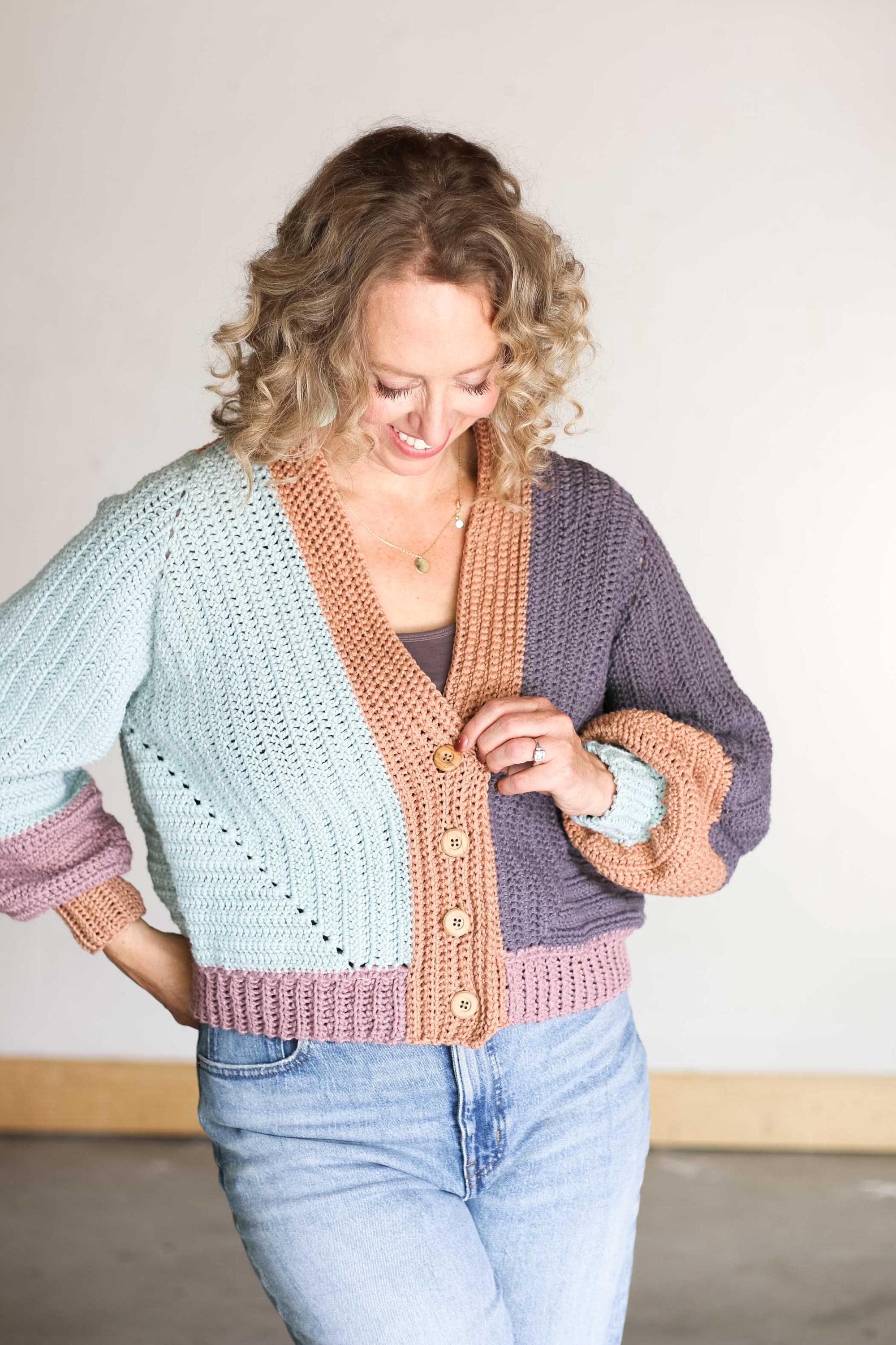 Color Block Cardigan - Etsy