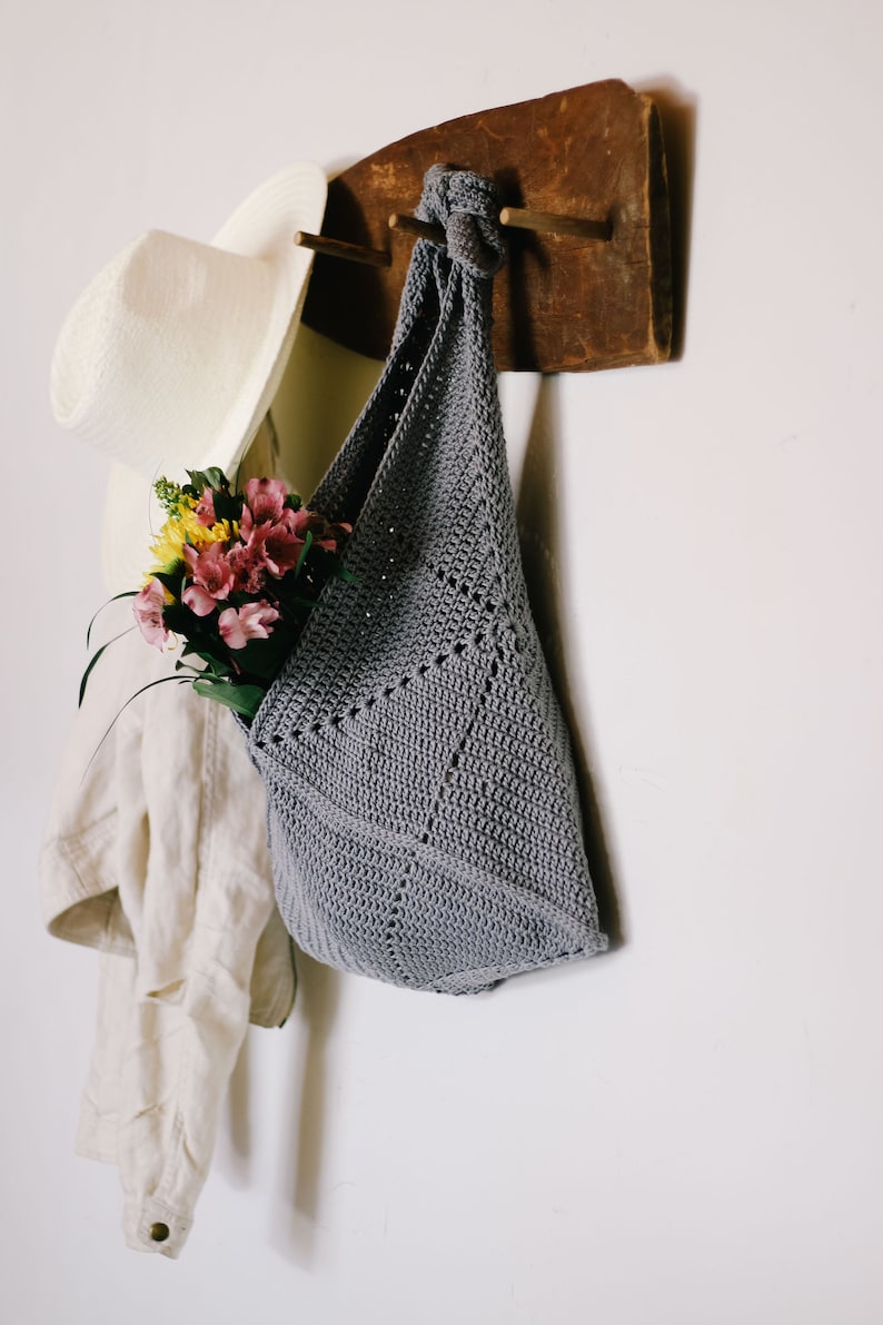Crochet Pattern / Easy Crochet Tote Bag / Origami Crochet Purse / Seamless Market Bag / Beginner / Tradecraft Tote Crochet Bag Pattern PDF image 4