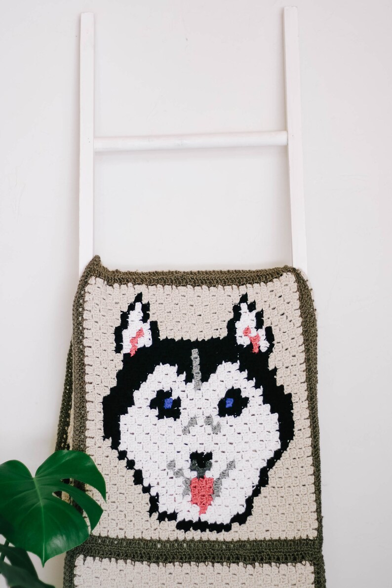 Crochet Pattern / Husky Dog Portrait / C2C Dog Blanket / Puppy Graphgan / Wolf Pillow / Best in Show C2C Dog Blanket Crochet Pattern PDF image 5