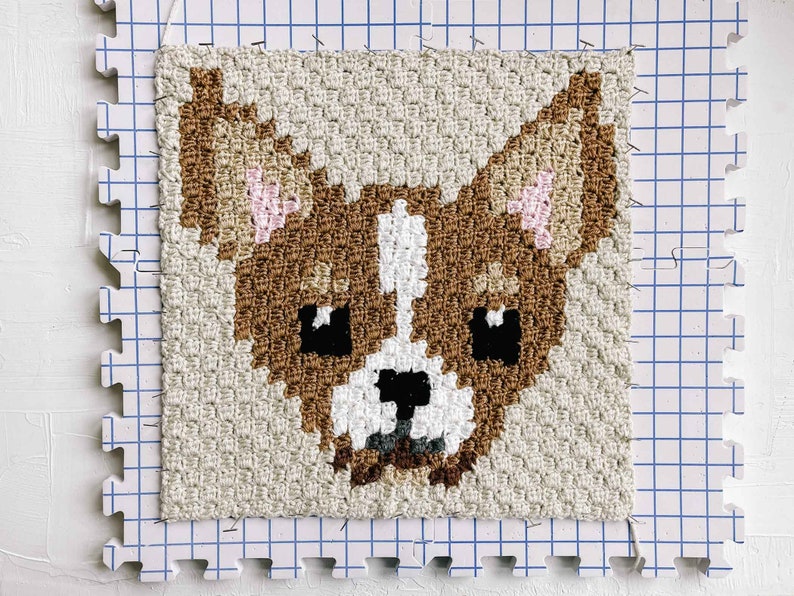 Crochet Pattern / Corner to Corner Crochet Blanket / Chihuahua Dog Blanket / Dog Lover / Dog Portrait Blanket / Best in Show C2C Blanket image 1