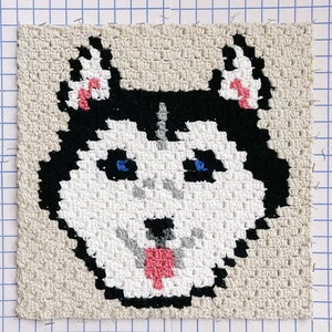 Crochet Pattern / Husky Dog Portrait / C2C Dog Blanket / Puppy Graphgan / Wolf Pillow / Best in Show C2C Dog Blanket Crochet Pattern PDF image 1