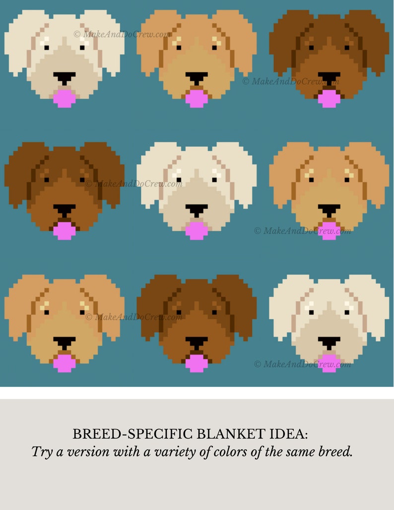 Sample graphgan for a corner to corner dog breed throw blanket.