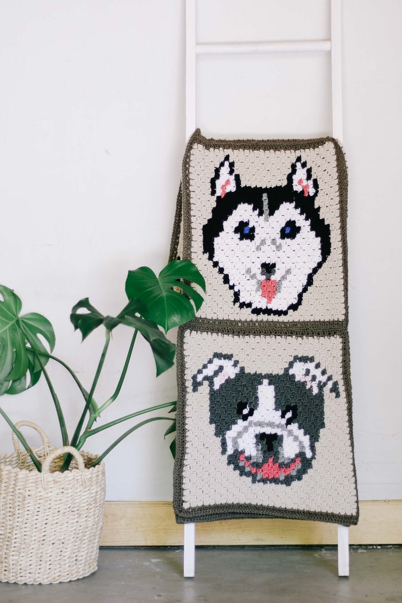 Crochet Pattern / Husky Dog Portrait / C2C Dog Blanket / Puppy Graphgan / Wolf Pillow / Best in Show C2C Dog Blanket Crochet Pattern PDF image 2