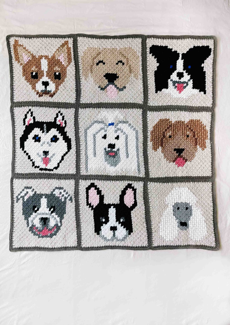 Crochet Pattern / C2C Crochet Dog Blanket / Corner to Corner Dog Breed Throw Blanket / Gift for Dog Lover / Best in Show PDF Crochet Pattern image 1