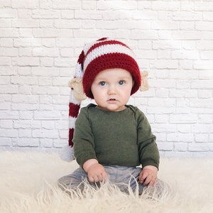 Crochet Pattern / Kid's Christmas Hat / Baby Hat / Adult Hat / Winter Hat / Family Photo Prop / Santa's Helper Elf Hat Pattern PDF image 2