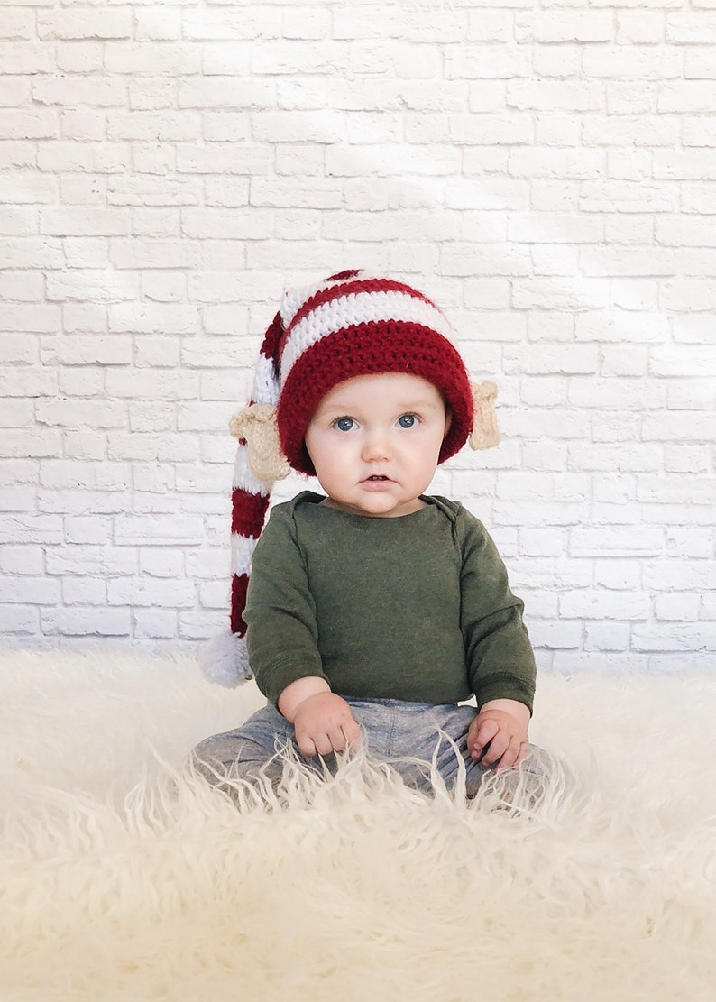 Crochet Pattern / Kid's Christmas Hat / Baby Hat / Adult Hat / Winter Hat / Family Photo Prop / Santa's Helper Elf Hat Pattern PDF image 2