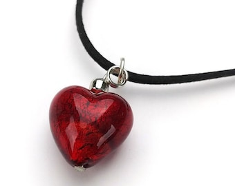 Murano Heart Necklace, Murano Glass Necklace