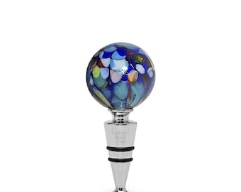 ワインボトルストッパー ステンレススチール、ムラーノスタイルガラス