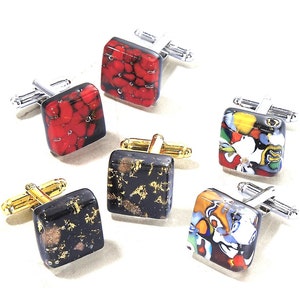 Murano Glass Cuff Links - Assorted Colors