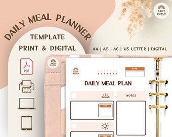 Daily Meal Planner Printable AND Digital • A4 A5 A6 US letter • Digital files • Daily Dutch®