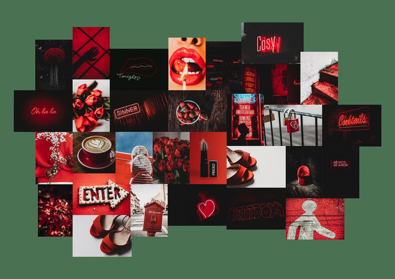 Digital Prints Custom Wall Art Dorm Decor Red Aesthetic Etsy