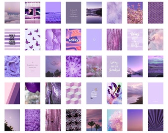 Purple Aesthetic, Photo Collage Wall, Printable Kit, DIY Photo Wall