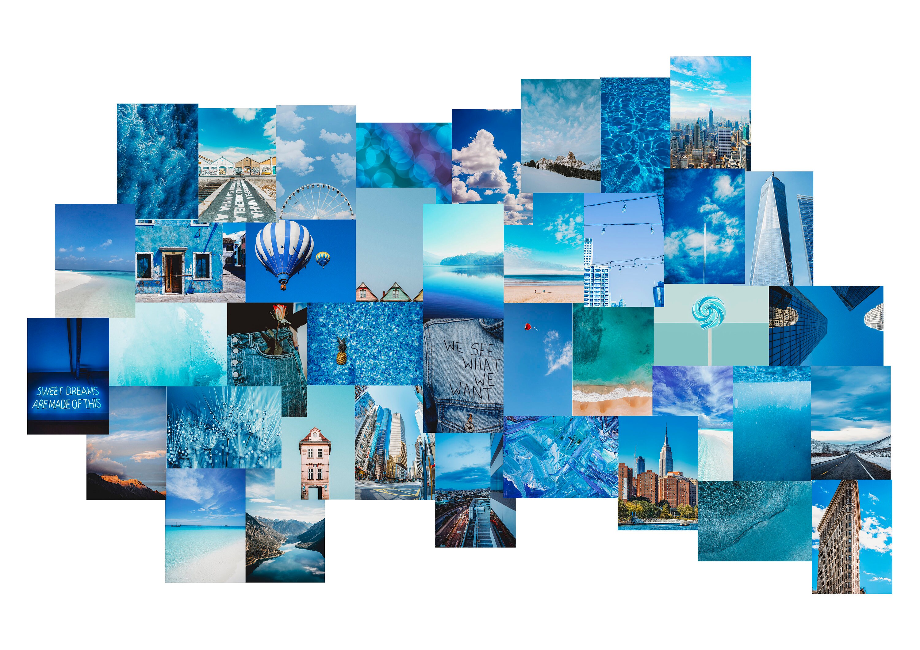 Blue Digital Collage Kit | Etsy