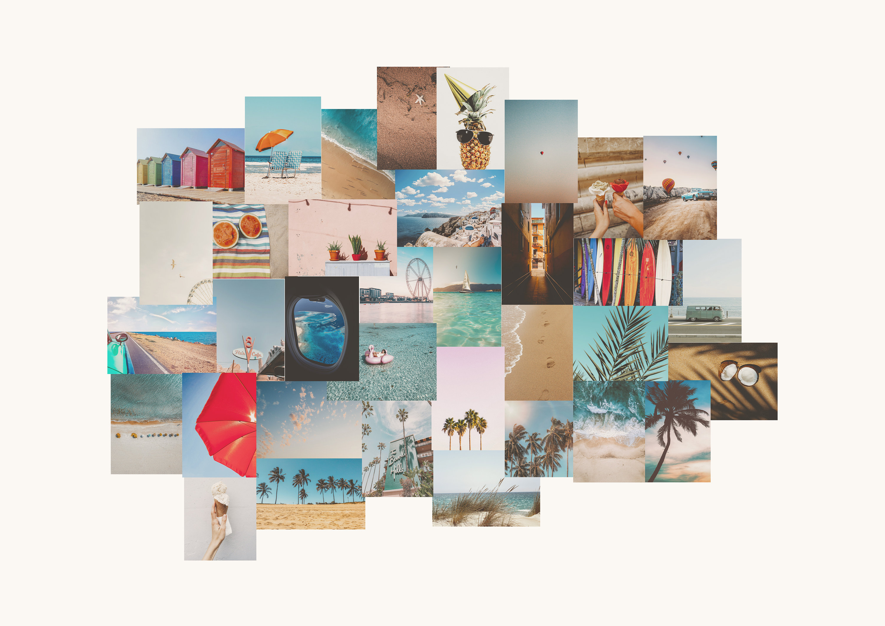 Collage Kit Retro Wall Art Ocean Collage Wall 35 Pcse Etsy