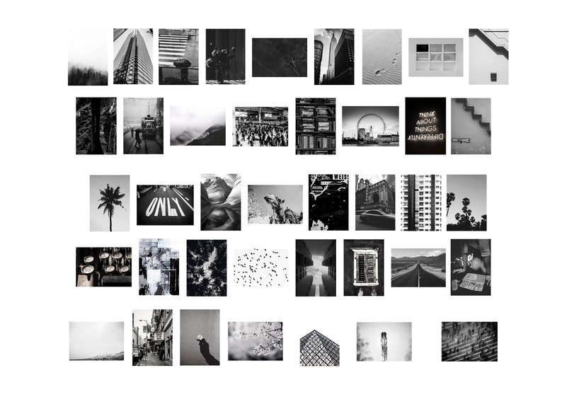Black & White Aesthetic Photo Collage Wall Printable Kit | Etsy