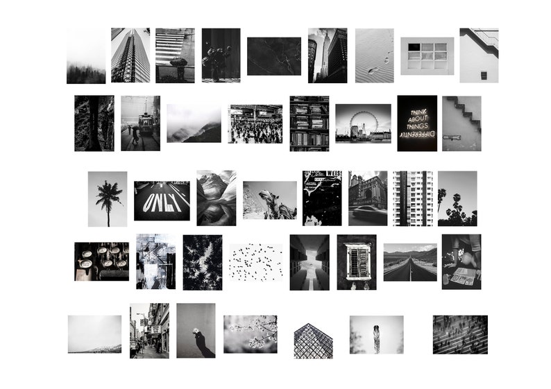 Black & White Aesthetic Photo Collage Wall Printable Kit Etsy