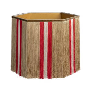 Lampshade Ava Gold & Red - Handmade - Fringes - Lighting - Decorative - Organic cotton - Fabric - Room decor - Oval - Round