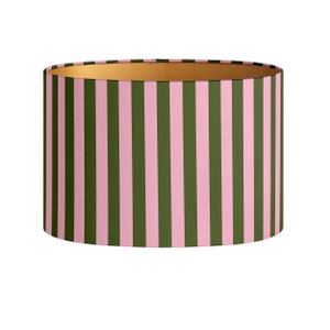 Lampshade Jackie Pink - Striped pattern print - Handmade - Lighting - Decorative - Organic cotton - Fabric - Room decor - Oval - Round