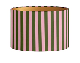 Lampshade Jackie Pink - Striped pattern print - Handmade - Lighting - Decorative - Organic cotton - Fabric - Room decor - Oval - Round