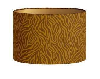 Lampshade Amina Spice Ochre - Animal Pattern Print - Lighting - Handmade - Luxury - Decorative - Sustainable cotton - Fabric - Oval - Round