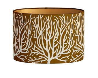 Lampshade Lauren Spice Ecru - Coral Pattern Print - Lighting - Handmade - Luxury - Decorative - Organic cotton - Fabric - Oval - Round