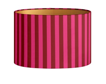 Abat-jour Jackie Fuchsia - Imprimé rayé - Luminaire - Fait main - Luxe - Déco - Coton durable - Tissu - Ovale - Rond