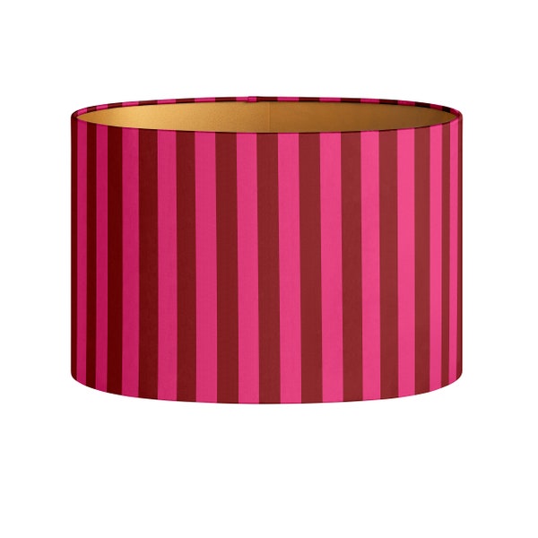 Abat-jour Jackie Fuchsia - Imprimé rayé - Luminaire - Fait main - Luxe - Déco - Coton durable - Tissu - Ovale - Rond