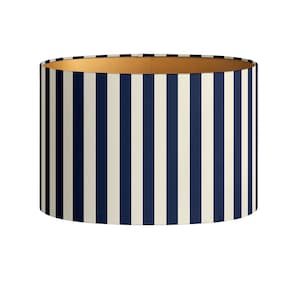 Lampshade Jackie Navy Ecru - Striped pattern print - Handmade - Lighting - Decorative - Organic cotton - Fabric - Room decor - Oval - Round