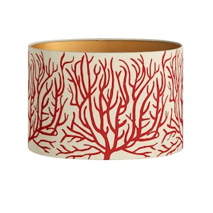 Lampshade Lauren Chili & Sand - Coral pattern print - Handmade - Lighting - Decorative - Organic cotton - Fabric - Room decor - Oval - Round