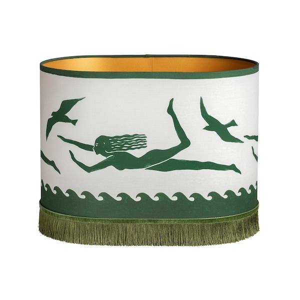 Lampshade Thalassa Green - Handmade - Organic cotton - Lighting - Fringes - Decorative - Living room -