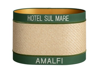 Lampenkap Amalfi Groen - Handgemaakt - Verlichting - Raffia - Decoratief - Biologisch katoen - Stof - Kamerdecoratie - Ovaal - Rond