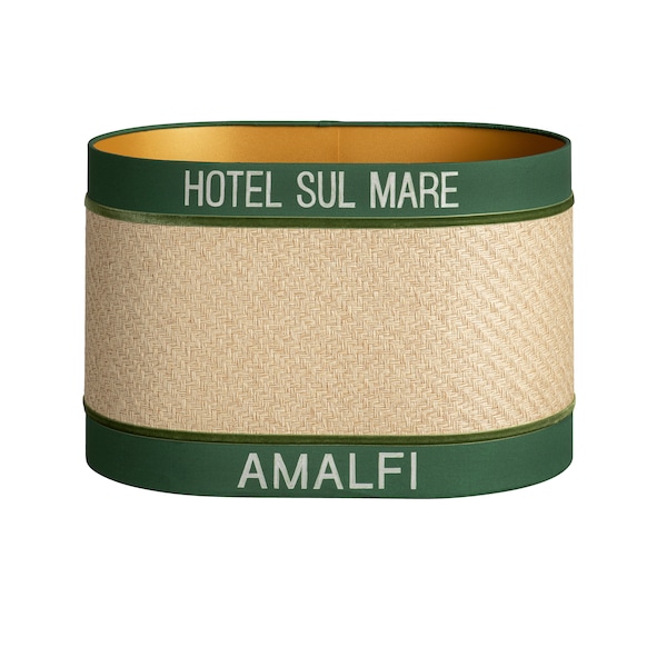 Pantalla Amalfi Verde - Hecho a mano - Iluminación - Rafia - Decorativa - Algodón orgánico - Tela - Decoración de la habitación - Ovalada - Redonda